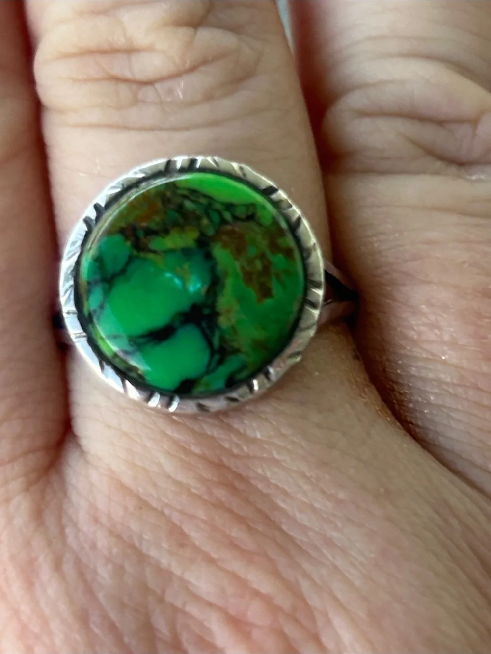 Vintage Mojave Turquoise Stamped Sterling Silver 925 Ring